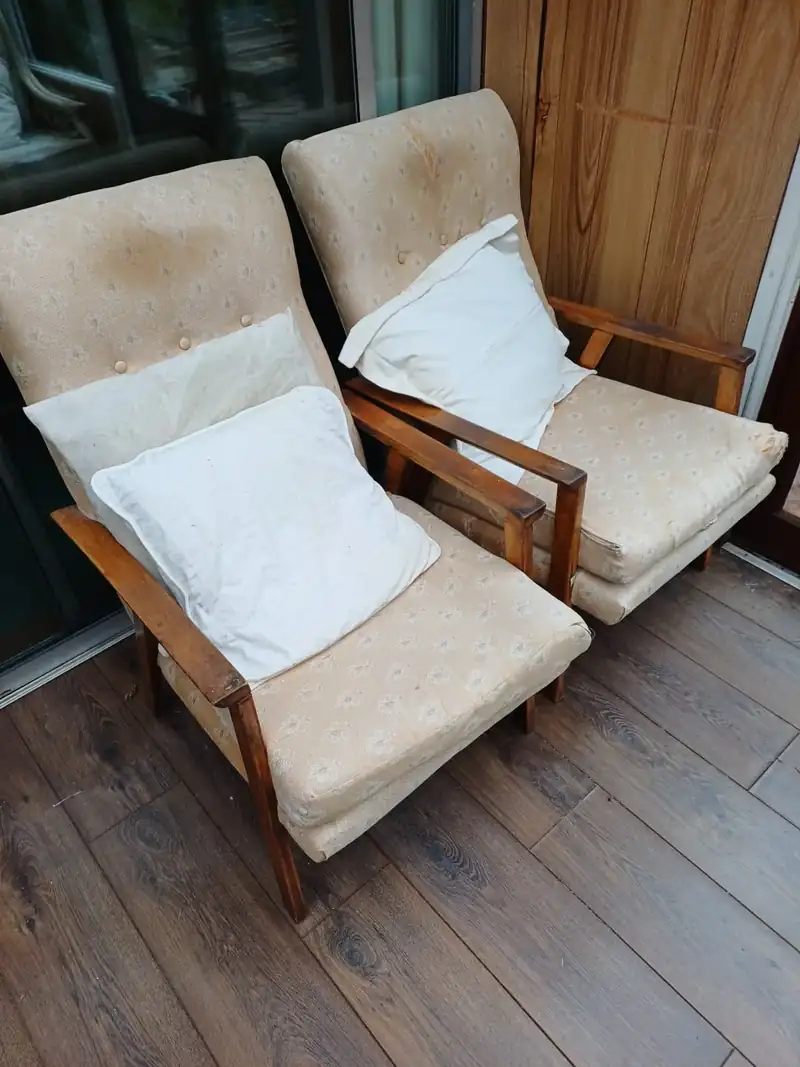 Pair of armchairs collected during a furniture removal