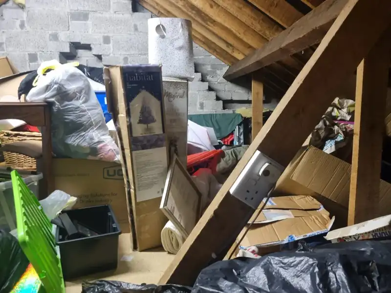 Attic clearance in Dublin – stored boxes and bags being removed