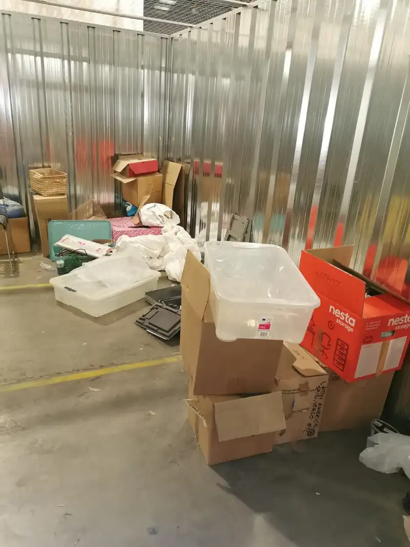 Storage unit in Dún Laoghaire full of boxes before clearance